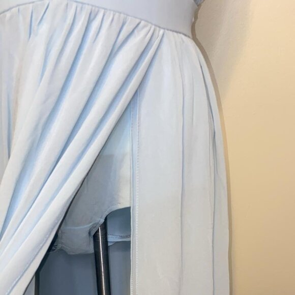 Mac DUGGAL Powder Blue Pleated Chiffon Sleeveless V-Neck - Picture 5 of 9